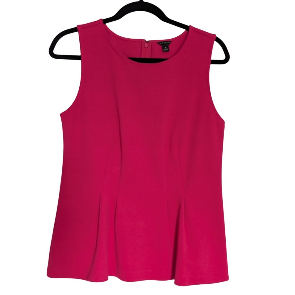 ANN TAYLOR Sleeveless Pleated Red Top With Zipper Women's Size M